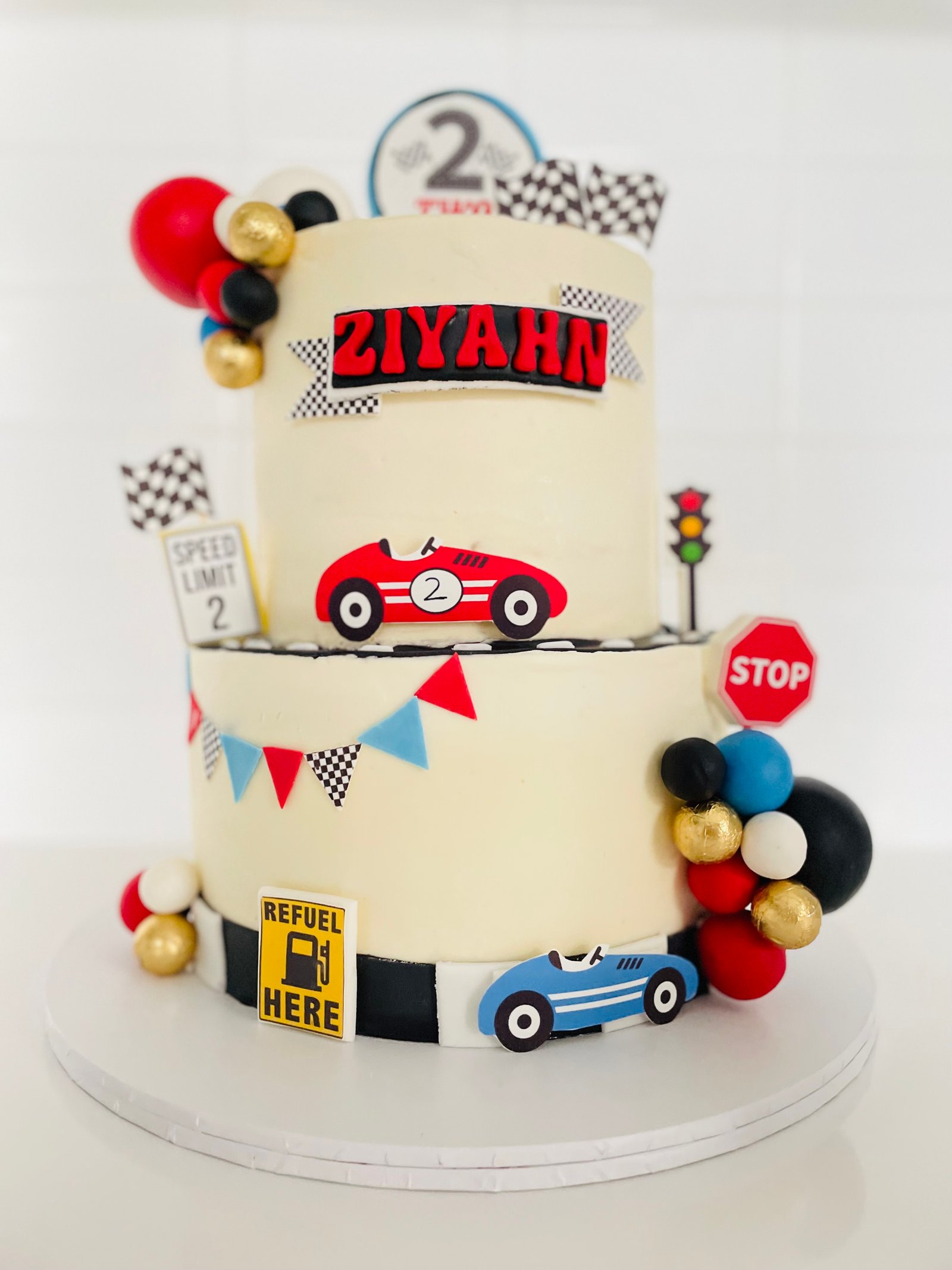 Race car themed birthday cake