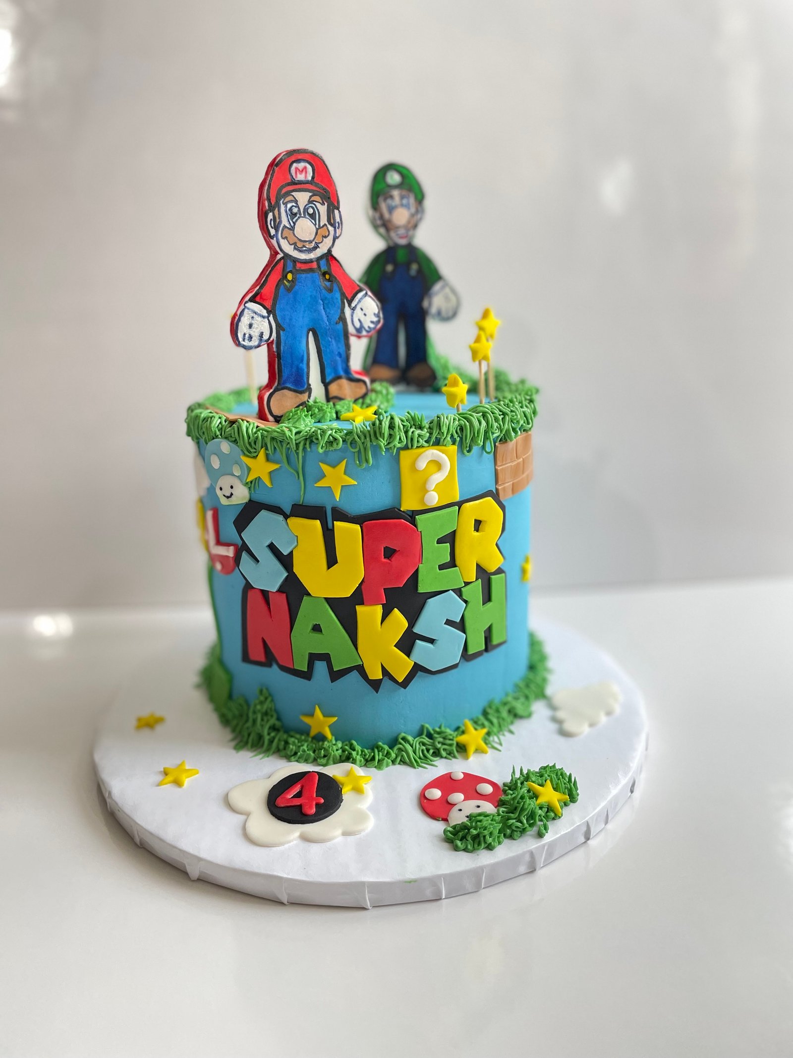Super Mario themed birthday cake