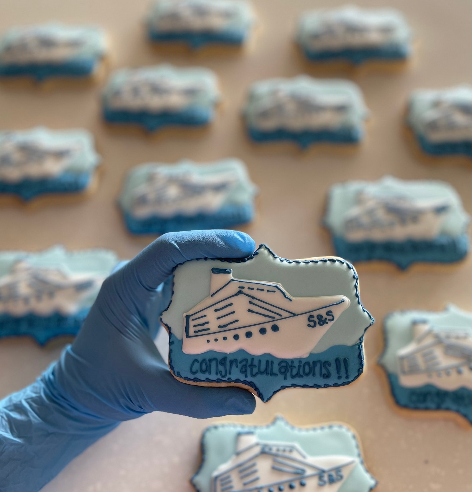 Cruise ship themed cookies